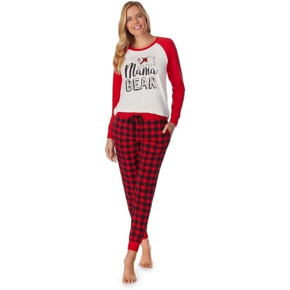 Cuddl Duds Womens Red Black Plaid Polar Bear Long Sleeve Pajamas Sets Sz S New - Picture 10 of 12